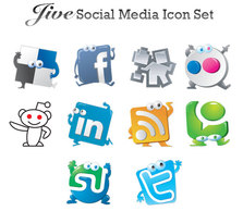 Set of 10 Social Media Icons