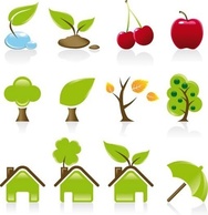Set of 12 environmental green icons