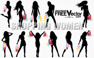 Shopping Women Silhouettes Vector