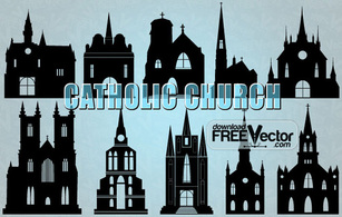 Silhouette of Catholic Church Vector Illustration