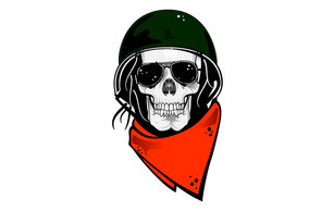 Skull With Military Helmet Vector