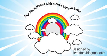 Sky with clouds and rainbow background