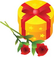 Stalk of rose and gift box