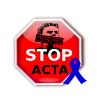 Stop ACTA with blue ribbon