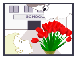 Student Gives Flowers To Teacher