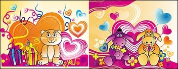 The theme of love cartoon vector material