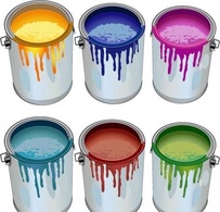 Tins with building paint opened color