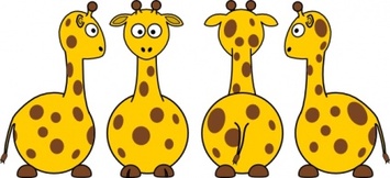 Tobias Cartoon Giraffe Front Back And Side Views clip art