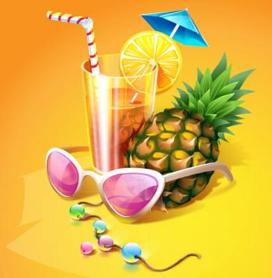 Tropical cocktail illustration