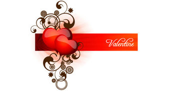 Valentines heart with ribbon free vector