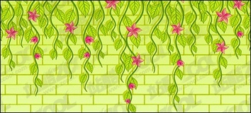 Vector flowers on the wall of the material
