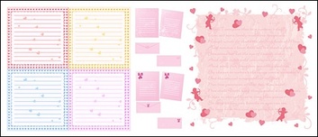 Writing pads, heart-shaped vector material