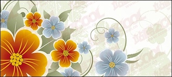 Yellow and blue flowers vector material